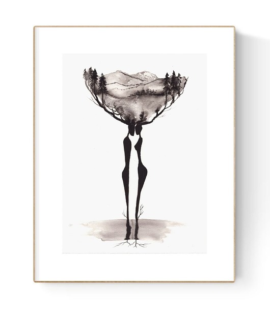 grafiki i ilustracje Grafika 21X30 malowana ręcznie na papierze