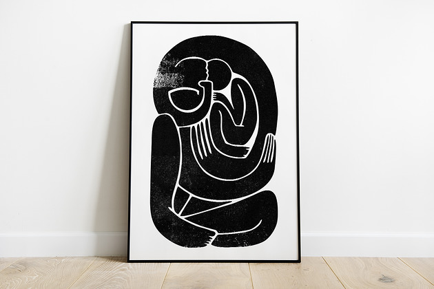 grafiki i ilustracje Grafika w stylu "Woodblock", papier 100% bawełna