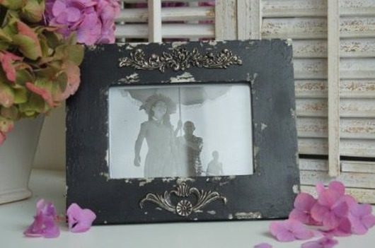 Ramka czarna na zdjęcie z ornamentem Shabby Chic LaProvence