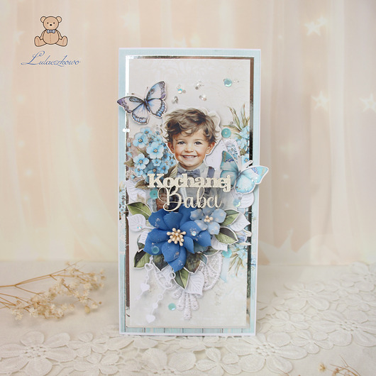kartki scrapbooking Kartka dla babci, prezent na Dzień Babci "Forget Me Not 1" GOTOWA