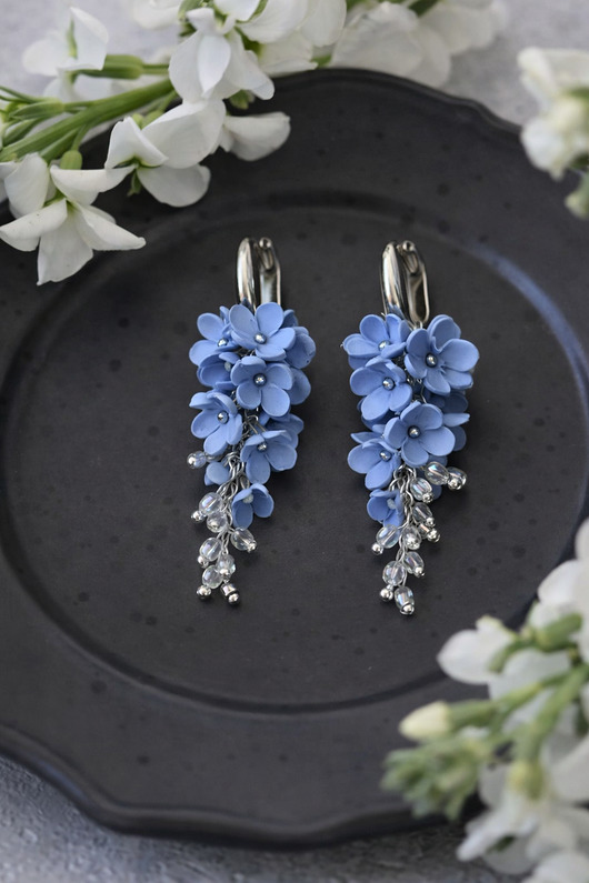 kolczyki z masy plastycznej Kolczyki Niezapominajka