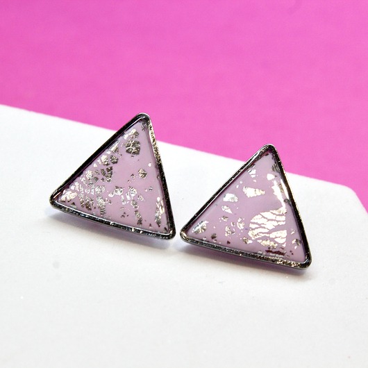 kolczyki z masy plastycznej PASTEL kolczyki sztyfty trójkąty