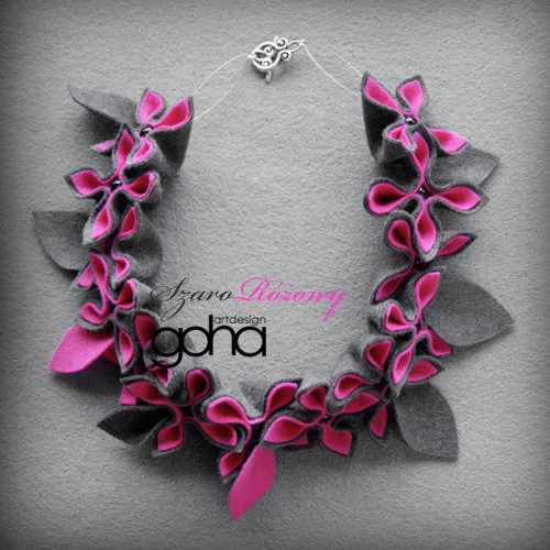Szaroróżowy - Biżuteria Autorska FlowerFelt Design