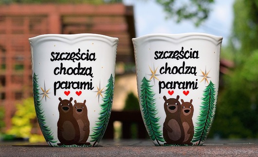 Kubki "Szczęścia chodzą parami" Misie 2x350 ml Ceramika Ciepliki