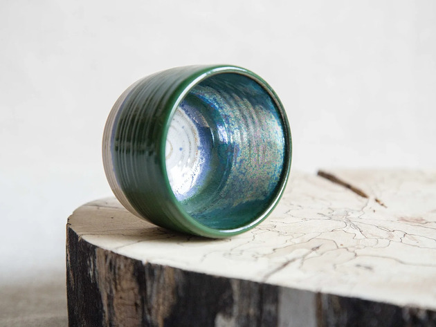 kubki Czarka zielona szkliwo krystaliczne