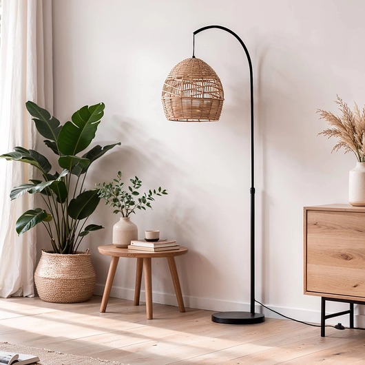lampy podłogowe Lampa podłogowa z plecionym kloszem Beyavo 166 cm