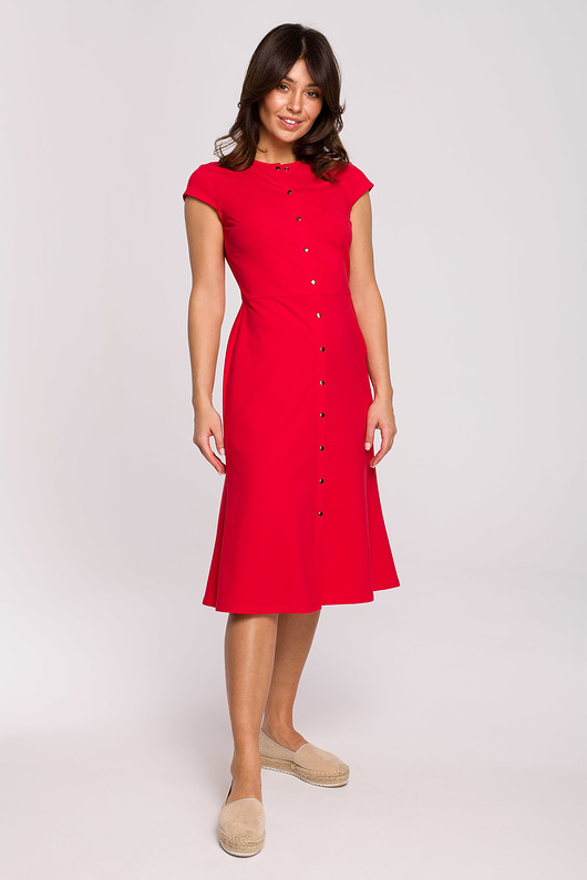 sukienki midi damskie Sukienka o fasonie litery A-czerwona(B217)