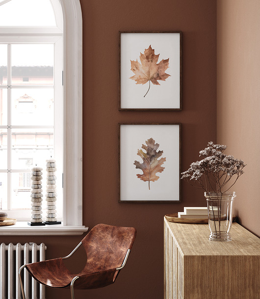 obrazy Jesienne Liście - Zestaw dwóch grafik botanicznych