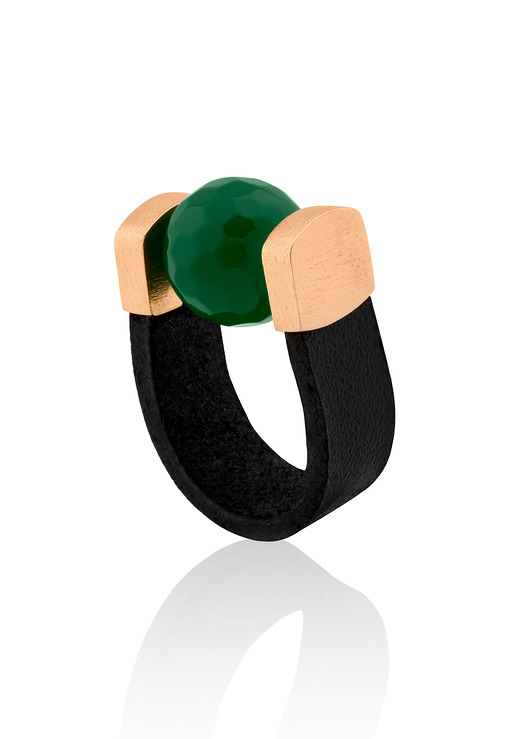 Pierścionek Green Agate Ring in Gold  Joccos Design