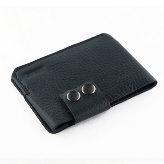 Poche Leather Fold A- Skórzany Wizytownik Navy mius