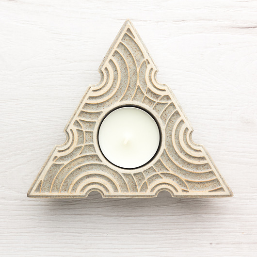 świeczniki i świece Lampion trójkątny szary w pudełku