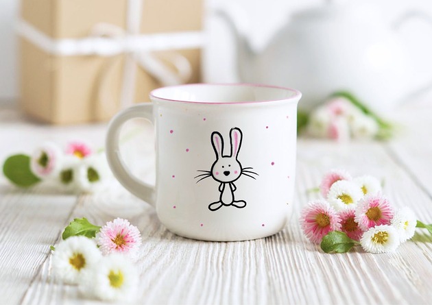 Wielkanoc - inne Kubek z wielkanocnym królikiem