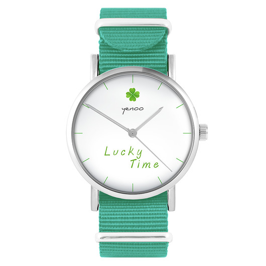 zegarki unisex Zegarek - Lucky time - turkusowy, nylonowy