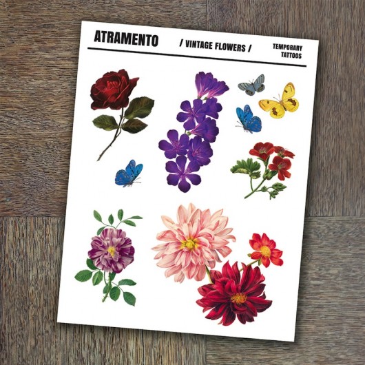 VINTAGE FLOWERS SET - Tatuaże zmywalne  ATRAMENTO