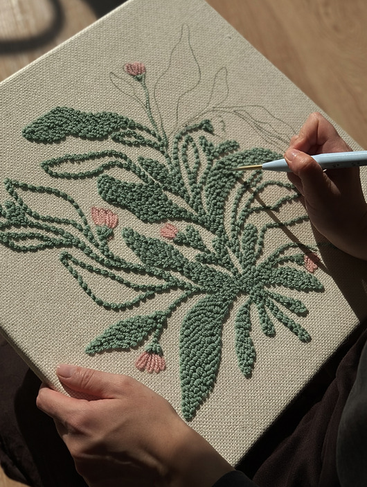 akcesoria różne Green FLORA Zestaw Punch Needle + e-book z instrukcją krok po kroku