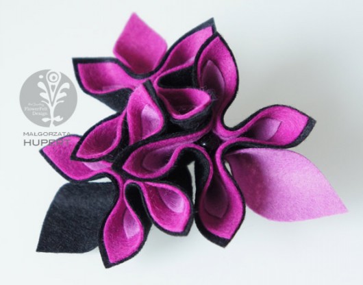 Black with Fuchsia FlowerFelt Design