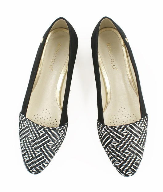 czółenka damskie Czółenka Skórzane - baleriny  (3913)