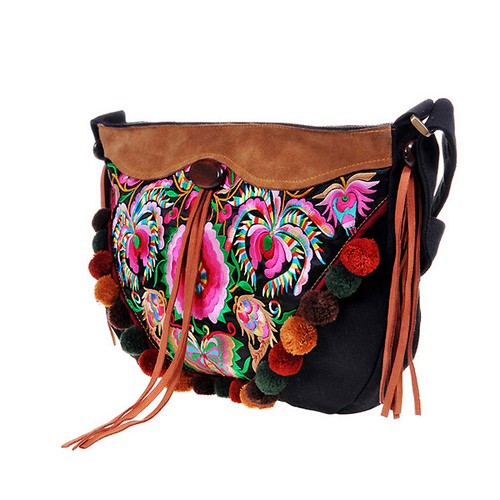 GREEN BUTTERFLY haftowana torba Boho Bright Boho old