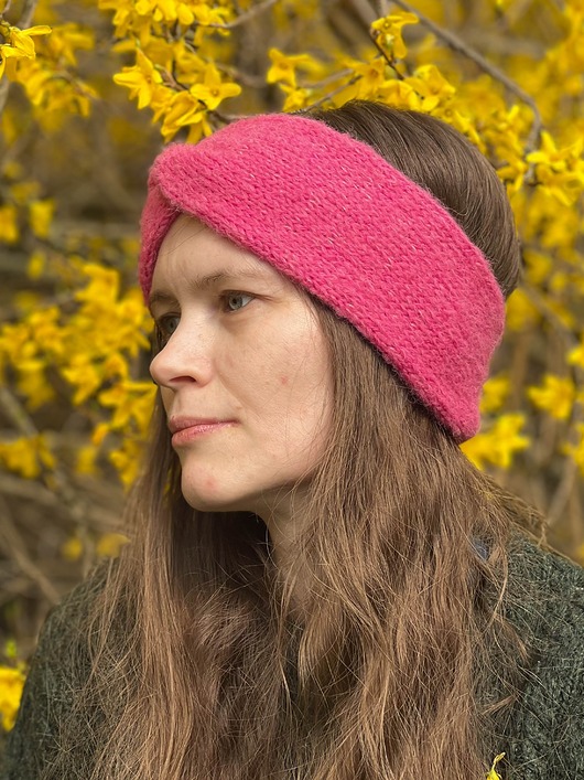 opaski do włosów Opaska z alpaki i jedwabiu różowa