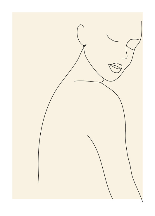 grafiki i ilustracje Plakat kobieta, w stylu line art