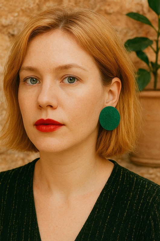 kolczyki - inne KÓŁKO . zamsz . Butelkowa Zieleń