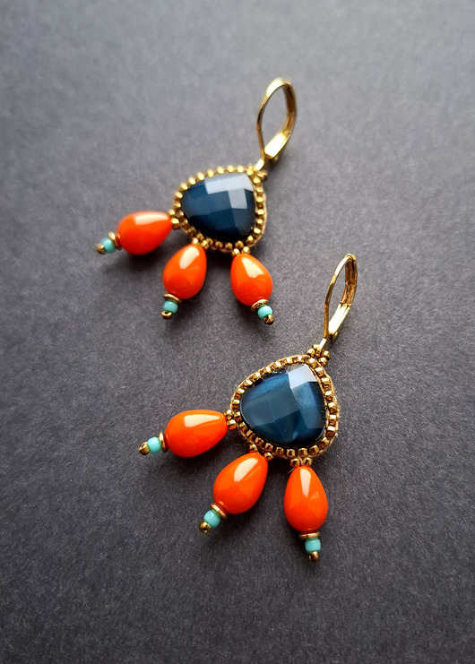 kolczyki szklane Kolczyki w kroplach trzech no3