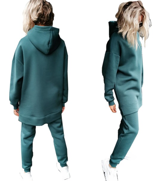 komplety damskie S030 BUTELKOWY CIEPLUTKI Z DŁUGĄ BLUZĄ OVERSIZE