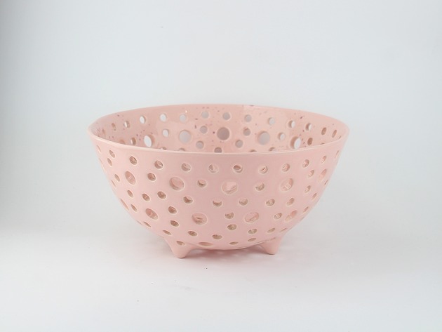 miski i misy Ceramiczny durszlak na owoce duży różowy