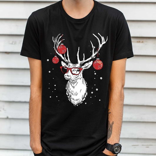 t-shirty męskie Koszulka  z nadrukiem Świąteczny jeleń