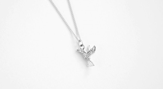 srebrne naszyjniki Rhodium Plated Hummingbird Necklace
