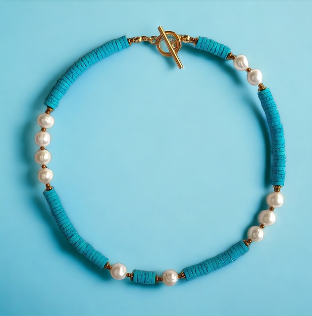 kolie LIMITOWANY naszyjnik : kolekcja summer ocean : PERŁY & LAWA turkusowa