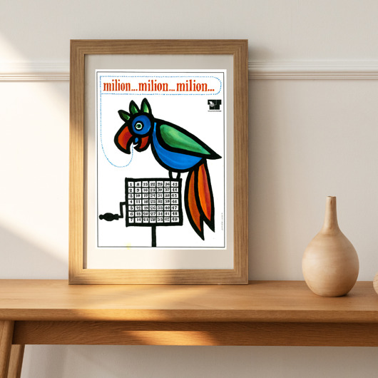 plakaty Plakat Oprawiona reklama Totalizatora Sportowego z papugą, lata 70te