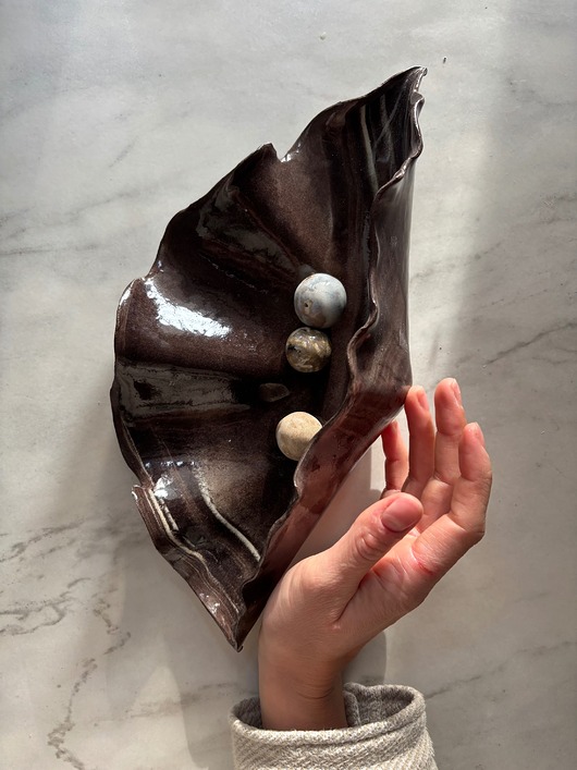 pojemniki na biżuterię Ceramiczna Muszla na Biżuterię Talerzyk na Drobiazgi Marble Effect