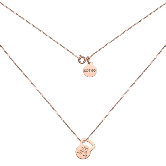 srebrne naszyjniki Naszyjnik z różowego złota kettlebell LIVE YOUR DREAM
