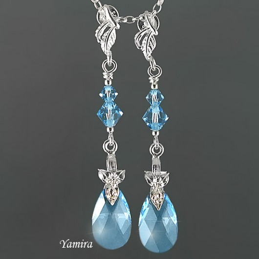 kryształ Swarovski long Aquamarinem - kolczyki yamira