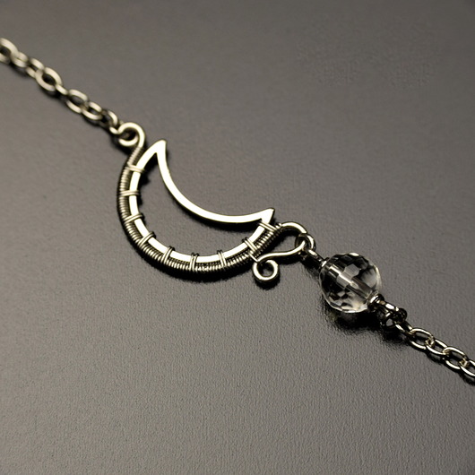 bransoletki wire wrapping Bransoletka kryształ górski księżyc wire wrapping