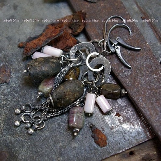 BURSZTYN & OPAL.....kolczyki   (2) cobalt