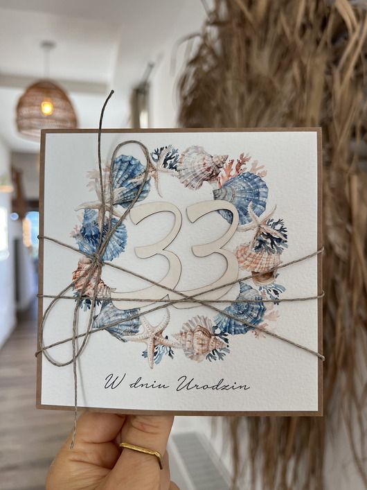 kartki scrapbooking Wyjątkowa ręcznie robiona kartka życzenia na 33 urodziny