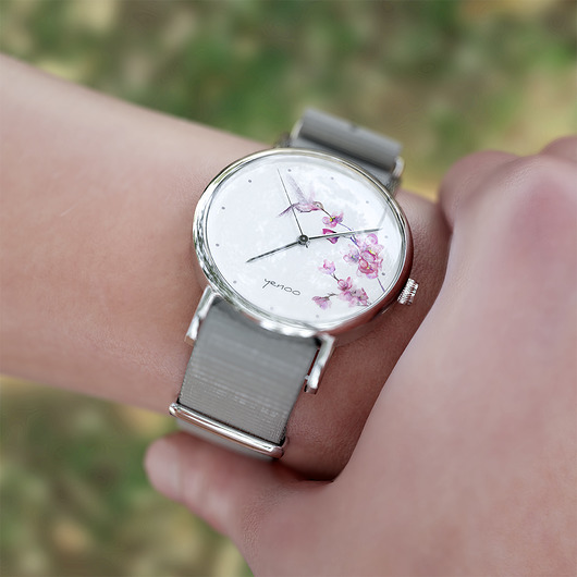 zegarki damskie Zegarek - Koliber, oznaczenia - szary, nylonowy