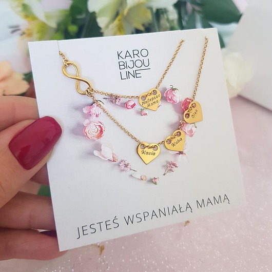 złote naszyjniki Pozłacany, podwójny naszyjnik z grawerem i
