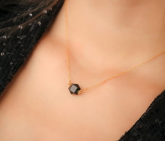 złote naszyjniki Naszyjnik sopel onyks- srebro 925 pozłacane