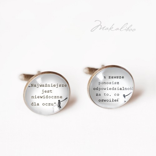 spinki do mankietów Mały Książę - spinki (2 cytaty)