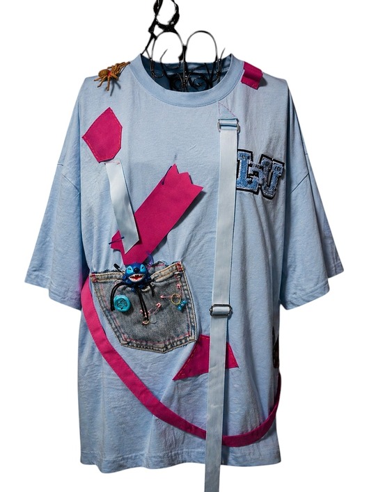 t-shirt damskie Lou Vitou Cyber Y2K Oversize Tee One of One Upcycled S-XL