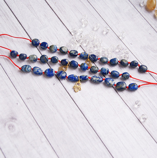 bransoletki z kamieni naturalnych OCHRONA, OPTYMIZM - lapis lazuli & hamsa