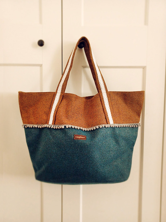 torby XXL Miodowo-niebieska pleciona huge bag