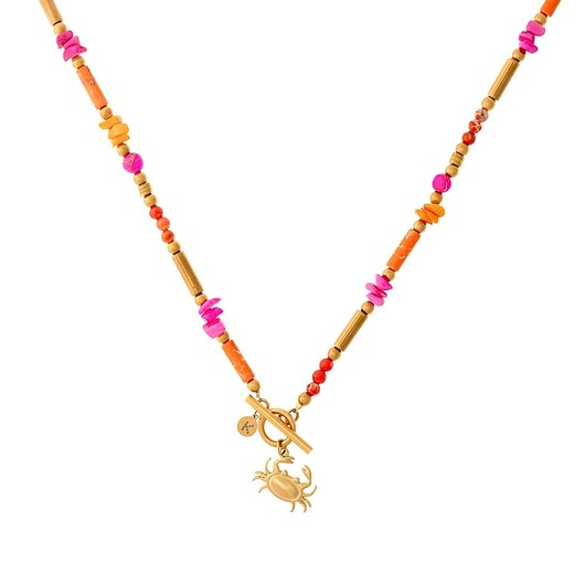 wisiory Długi naszyjnik Pink & Orange - Pozłacana stal szlachetna