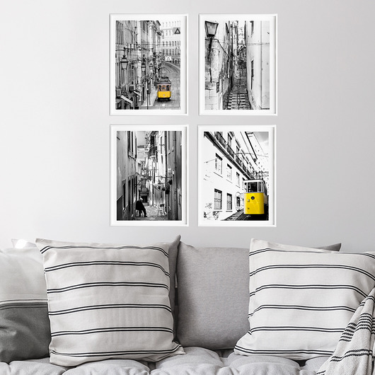 4 plakaty serii LIZBONA w ramkach Poster Gallery Wall