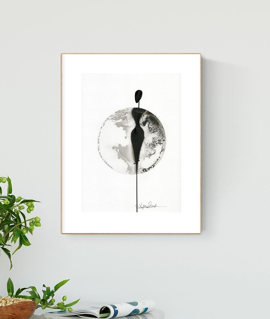 grafika A4 wykonana ręcznie, abstrakcja, Krystyna Siwek Art