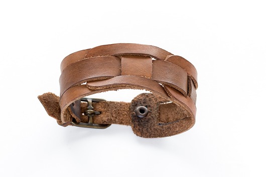 Minimalistyczna Bransoletka  skórzana pleciona InthLeathercraft