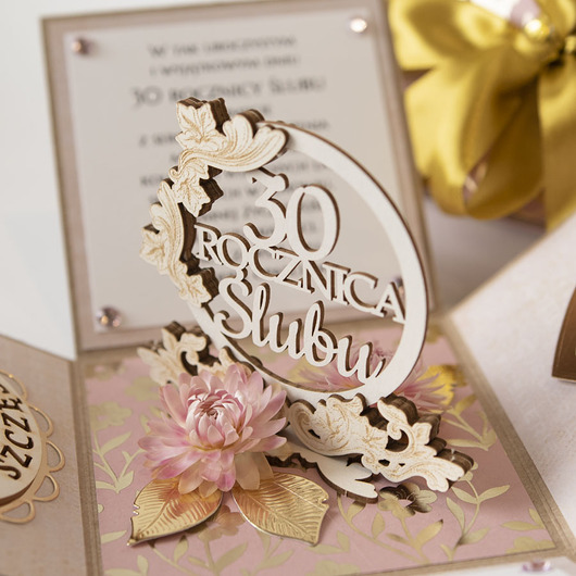 kartki scrapbooking 30 rocznica ślubu, perłowe gody, exploding box, kartka 3d